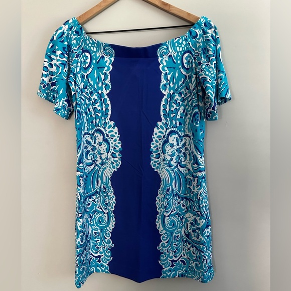 Lilly Pulitzer Vibrant Blue Off-Shoulder Mini Dress - Picture 4 of 7